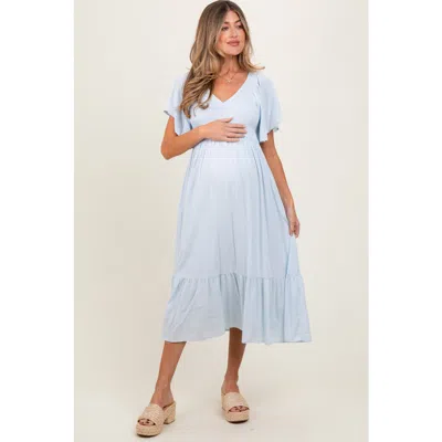 Pinkblush Smocked Ruffle Dress In Blue