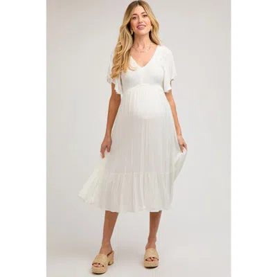 Pinkblush Smocked Ruffle Dress In White