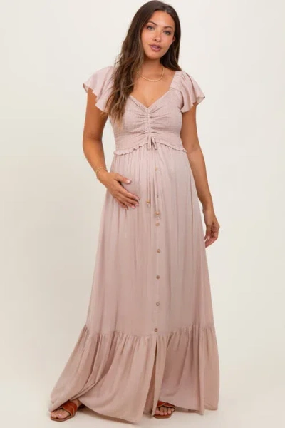 Pinkblush Smocked Top Woven Maxi Dress In Multi