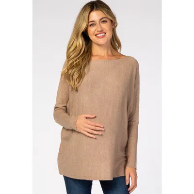 Pinkblush Soft Knit Boatneck Dolman Sleeve Sweater In Brown