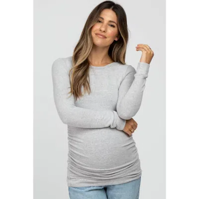 Pinkblush Soft Knit Ruched Maternity Top In Gray