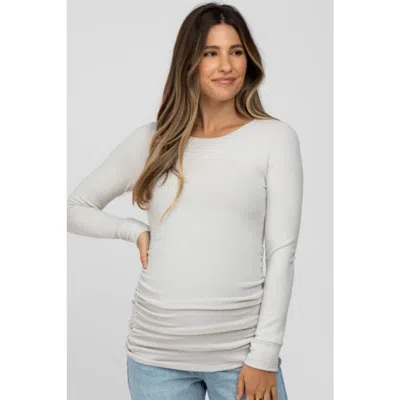 Pinkblush Soft Knit Ruched Maternity Top In White