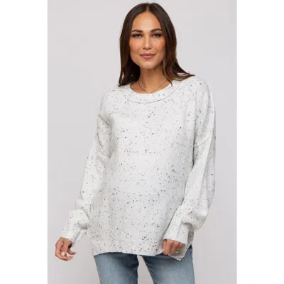 Pinkblush Speckled Knit Sweater In White