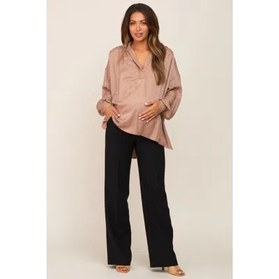 Pinkblush Straight Leg Maternity Dress Pants In Black