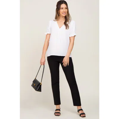 Pinkblush Stretchy Slim Fit Crop Maternity Dress Pants In Black