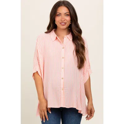 Pinkblush Striped Button Up Dolman Top