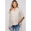 Pinkblush Striped Button Up Dolman Top In Brown
