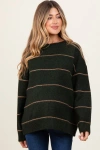 Pinkblush Striped Drop Shoulder Sweater In Green