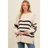 Pinkblush Striped Oversized Side Slit Sweater In Neutral