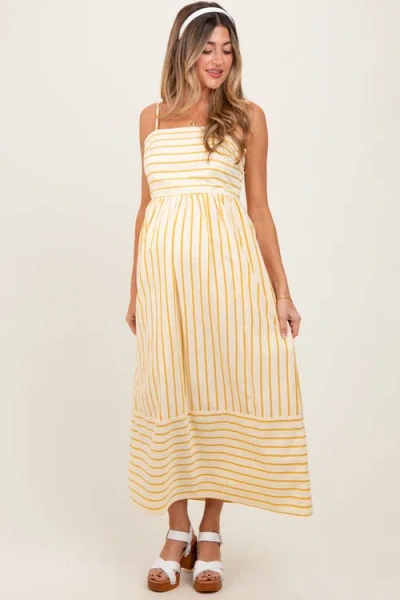 Pinkblush Striped Sleeveless Maxi Dress In Yellow