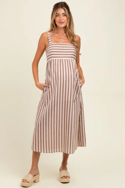 Pinkblush Striped Sleeveless Midi Dress In Purple