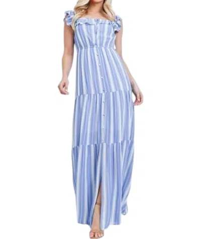Pinkblush Striped Tiered Maxi Dress In Blue/white