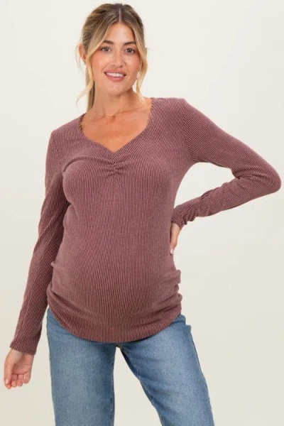 Pinkblush Sweetheart Ribbed Long Sleeve Top In Purple
