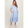 Pinkblush Sweetheart Stripe Smocked Back Midi Dress In Blue
