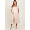Pinkblush Sweetheart Stripe Smocked Back Midi Dress In Neutral