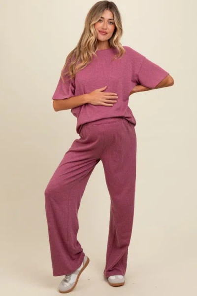 Pinkblush Textured Knit Oversized Tee And Pants Set