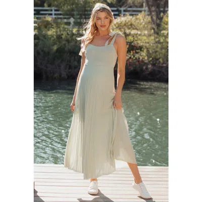 Pinkblush Textured Knit Shoulder Tie Midi Dress In Neutral