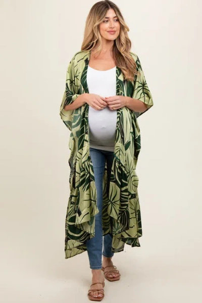 Pinkblush Tropical Print Long Cover Up In Brown