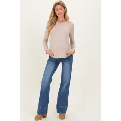 Pinkblush Trouser Hem Wide Flare Maternity Jeans In Blue
