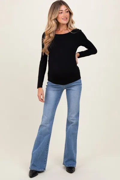 Pinkblush Vintage Wash Flare Maternity Jeans In Multi