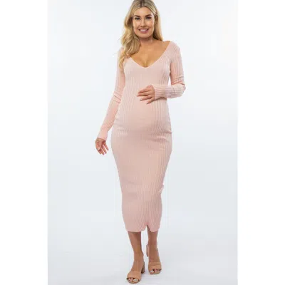Pinkblush V-neck Long Sleeve Fitted Maxi Dress