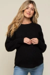 Pinkblush Waffle Knit Rounded Hem Sweater In Black