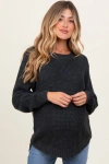 Pinkblush Waffle Knit Rounded Hem Sweater In Gray