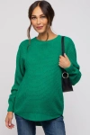 Pinkblush Waffle Knit Rounded Hem Sweater In Green
