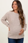 Pinkblush Waffle Knit Rounded Hem Sweater In Neutral
