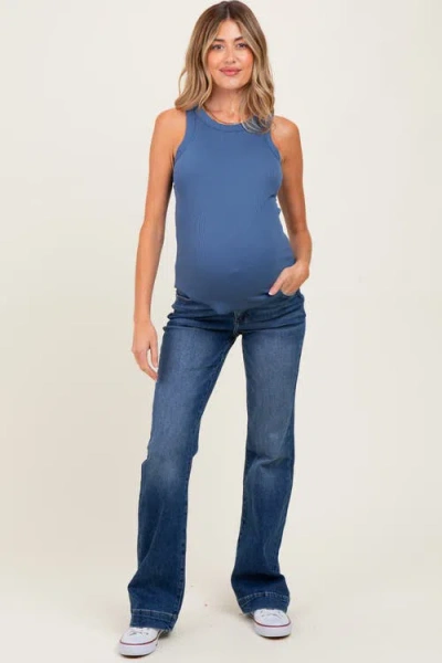 Pinkblush Wide Hem Bootcut Maternity Jeans In Blue