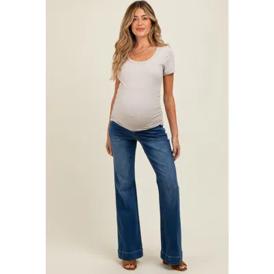 Pinkblush Wide Hem Maternity Flare Jeans In Blue