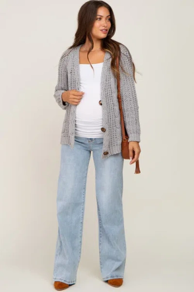 Pinkblush Wide Leg Maternity Jeans In Blue