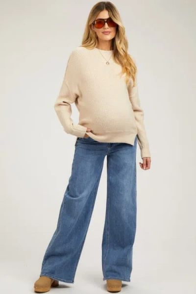 Pinkblush Wide Leg Maternity Jeans In Blue