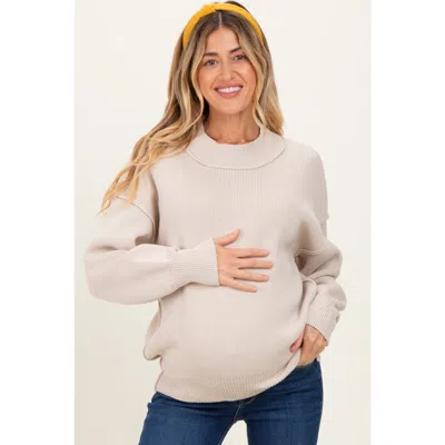 Pinkblush Wide Neck Drop Shoulder Sweater In Neutral