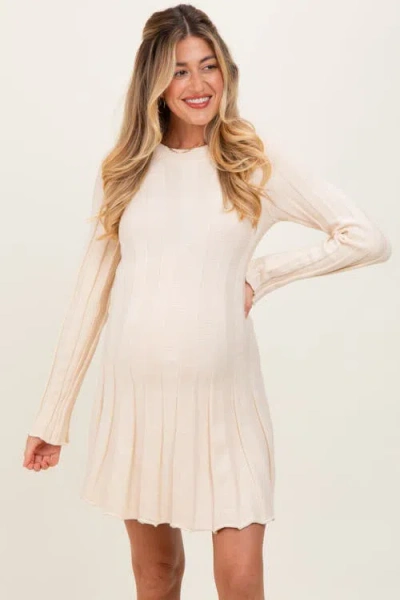 Pinkblush Wide Rib Maternity Mini Dress In White