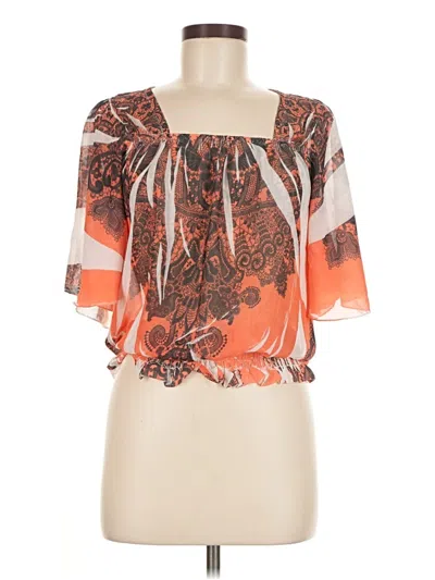 Pre-owned Pinkeli Short Sleeve Blouse In Orange