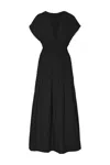 PINKFILOSOFY SORANO REVERSIBLE NECKLINE MIDI DRESS IN BLACK