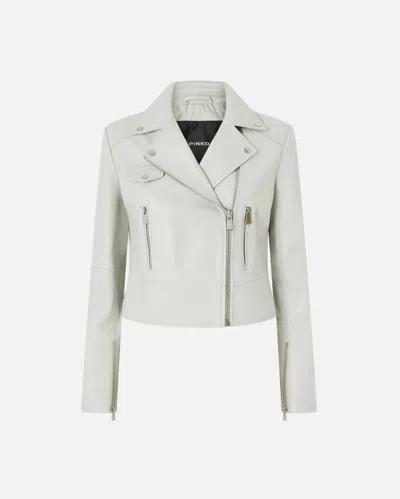Pinko - Biker-style Jacket In Nappa Leather - 38 In Gray