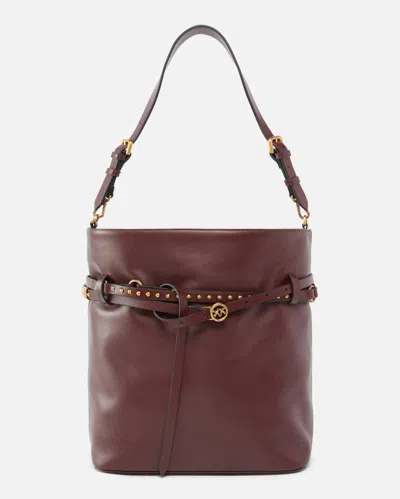 Pinko - Bucket Belt Bag Medium Shoulder Bag In Leather In Red