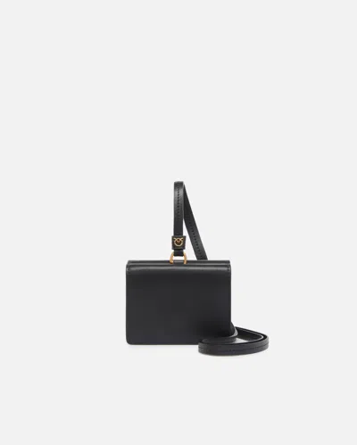 Pinko - Compact Leather Wallet With Wristlet In Black