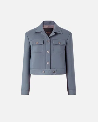 Pinko - Cropped Jacket With Topstitching - 38 In Blue