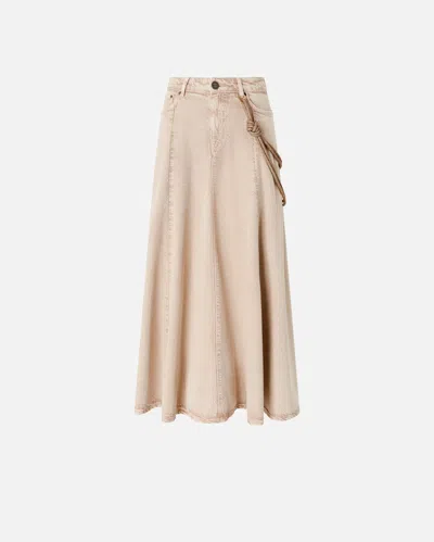 Pinko - Denim Midi Skirt With Jewel Cord - 36 In Neutral
