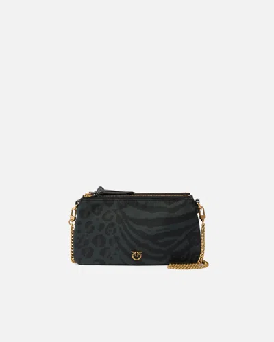 PINKO - PETIT SAC À BANDOULIÈRE DOUBLE BAG MINI EN NYLON À IMPRIMÉ ANIMALIER