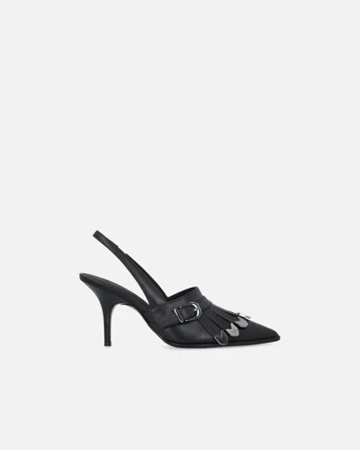 Pinko Fringe Detailed Slingback Pumps In Black