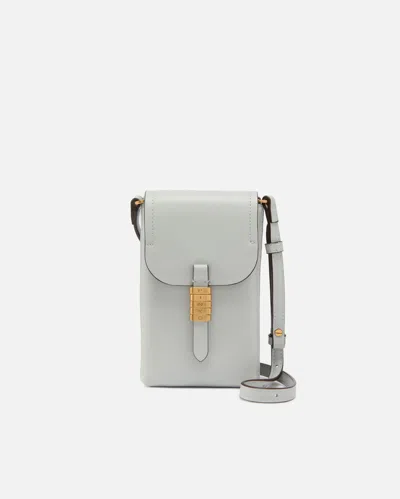 Pinko - Leather Smartphone Case With Shoulder Strap And Logo In Gray