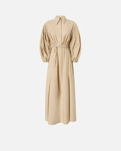 Pinko - Long Shirt Dress In Cotton With Belt - 42 In Sand