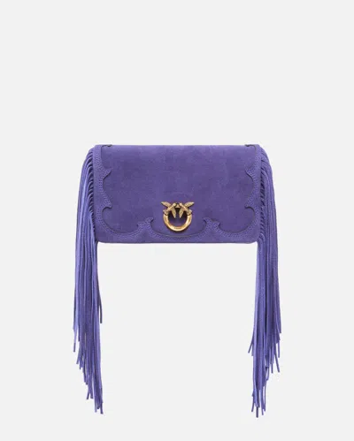 Pinko - Love Bag Click Soft Horizontal Mini Crossbody Clutch In Suede With Fringing