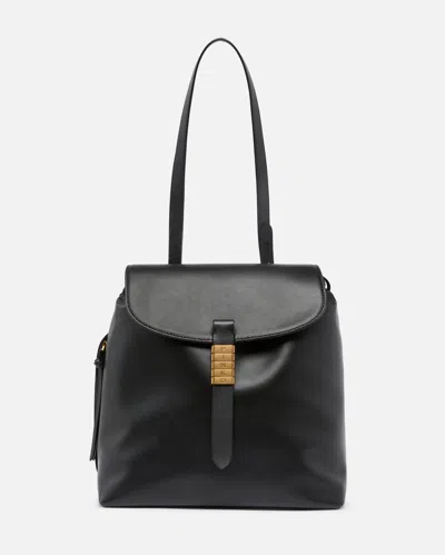 Pinko - Medium Saddle Backpack In Leather With Logo Rings In Black