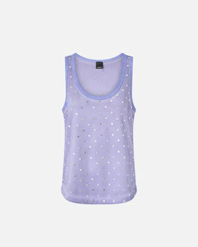 Pinko Embellished Mesh Tank Top In Purple