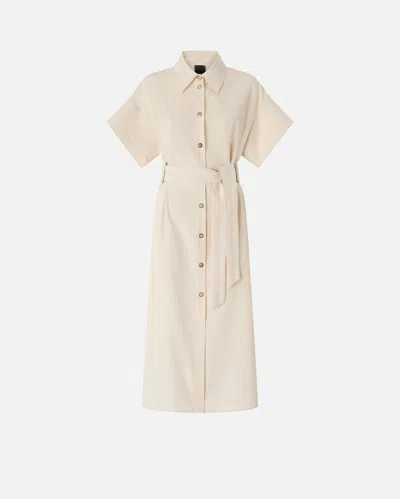 Pinko Button Belted Midi Shirt Dress In Neutral